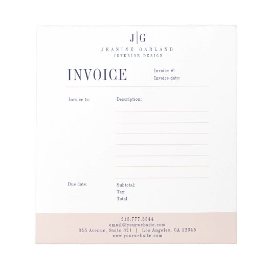Bloc-note  Editable Professional Invoice Business Order Form (Devant)