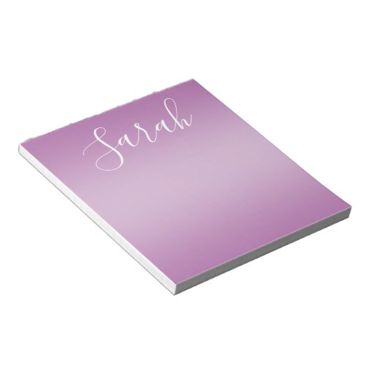 Bloc-note Editable Soft Mauve Ombre & White Text Script (Incliné)