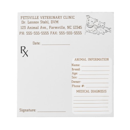 Bloc-note Editable Veterinary Dog and Cat Prescription (Devant)