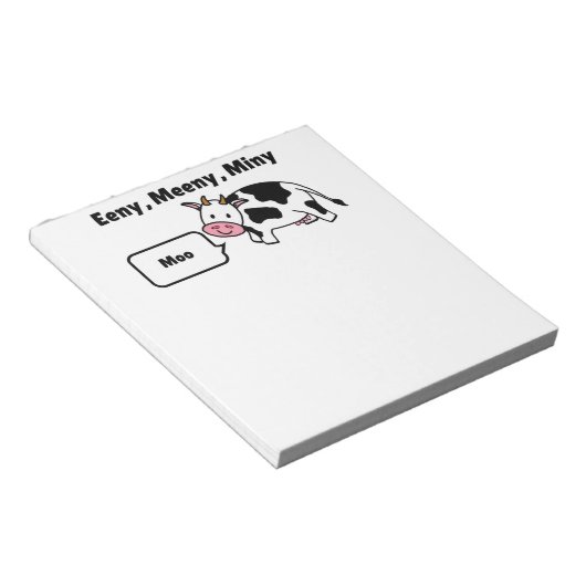 Bloc-note Eeny, Meeny, Miny, Moo Cow (Incliné)