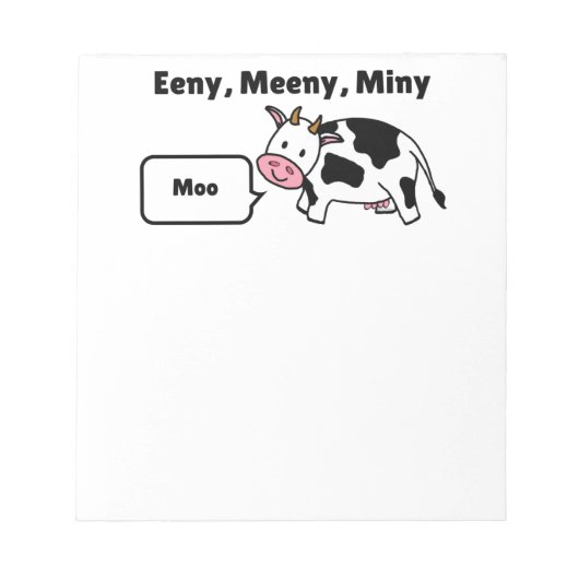 Bloc-note Eeny, Meeny, Miny, Moo Cow (Devant)