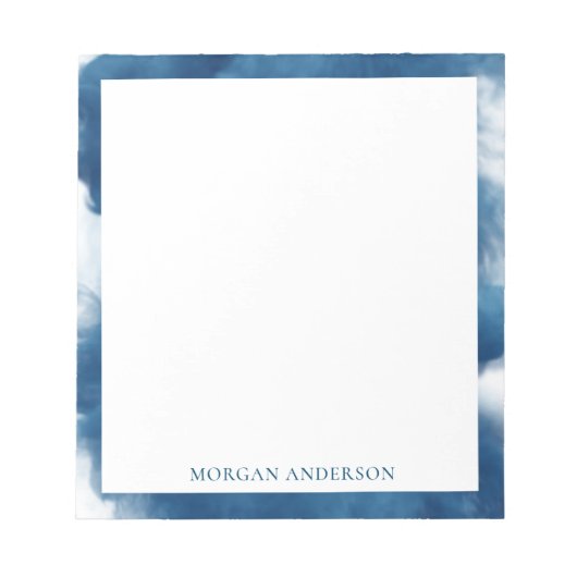 Bloc-note effet fumée bleu monogramme tendance (Devant)