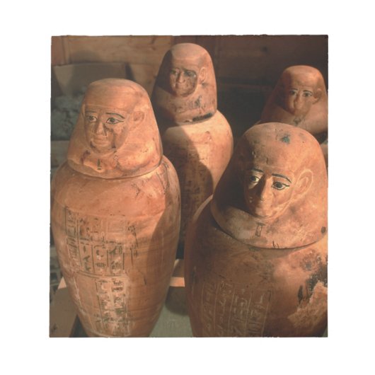 Bloc-note Egypte, jarres canopes de la 26e dynastie trouvées (Devant)