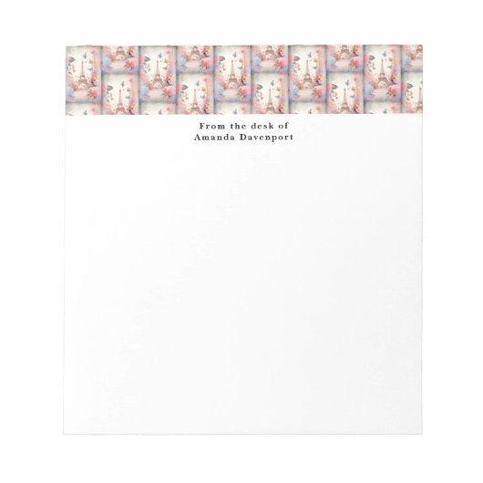 Bloc-note Eiffel Tower Butterflies and Flowers Pattern (Devant)