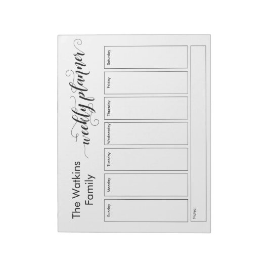 Bloc-note Elaborer le script Simple White Weekly Planner (Tourné)