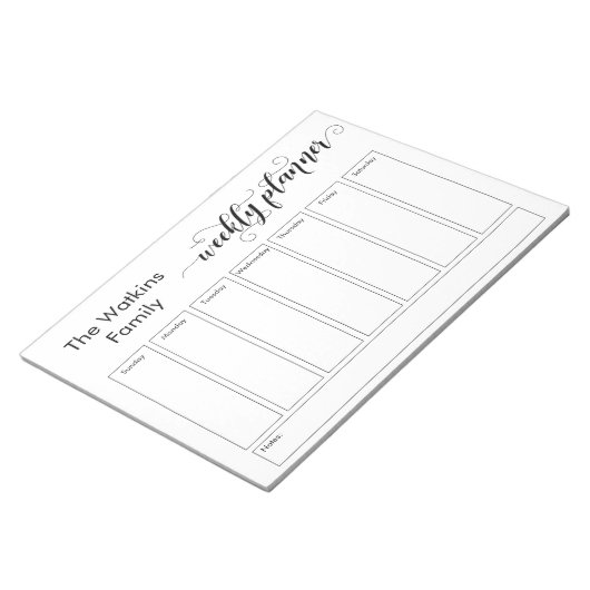 Bloc-note Elaborer le script Simple White Weekly Planner (Incliné)
