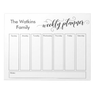 Bloc-note Elaborer le script Simple White Weekly Planner
