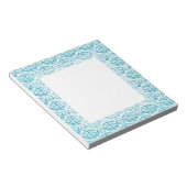 Bloc-note Elégant Aqua bleu Turquoise Calligraphique Damask (Incliné)