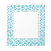 Bloc-note Elégant Aqua bleu Turquoise Calligraphique Damask (Devant)