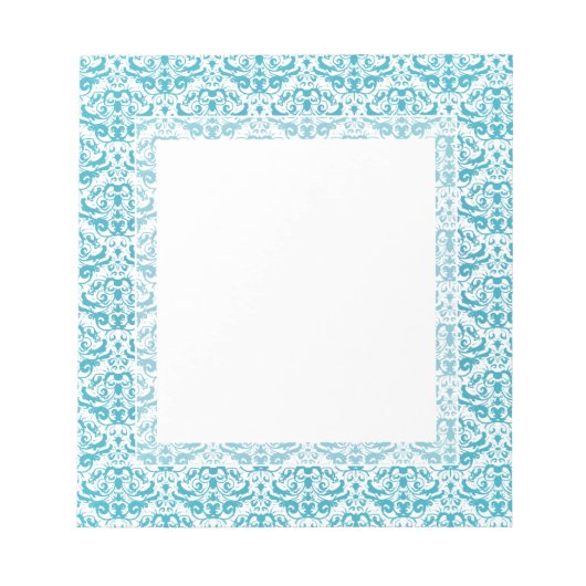 Bloc-note Elégant Aqua bleu Turquoise Calligraphique Damask (Devant)
