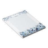 Bloc-note Elégant aquarelle bleu floral personnalisé (Incliné)