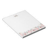 Bloc-note Elégant aquarelle Floral Blush Pink Monogramme (Incliné)