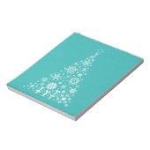 Bloc-note élégant arbre de Noël blanc et turquoise (Tourné)