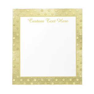 Bloc-note Élégant aspect feuille d'or à pois personnalisé