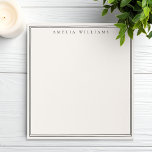 Bloc-note Elegant Black and Ivory Minimalist Two Border<br><div class="desc">Create your own personalized notepads with black elegant chic typography monogram name and two border line design on ivory color.</div>