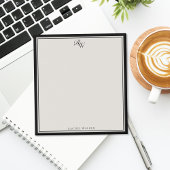 Bloc-note Elegant Black and Ivory Monogram Two Border