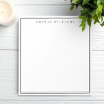 Bloc-note Elegant Black and White Minimalist Two Border<br><div class="desc">Create your own personalized notepads with black elegant chic typography monogram name and two border line design on white color.</div>