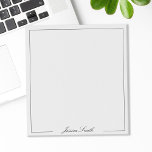Bloc-note Elegant Black and White Script Monogram Border<br><div class="desc">Create your own personalized notepad with elegant script monogram name and border in black and white color.</div>