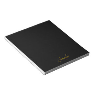 Bloc-note Elegant Black Gold Script Personalized Monogram