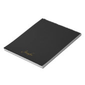 Bloc-note Élégant Black Gold Script Personnalisé Monogramme (Tourné)