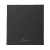 Bloc-note Élégant Black Gold Script Personnalisé Monogramme (Devant)
