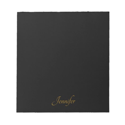 Bloc-note Élégant Black Gold Script Personnalisé Monogramme (Devant)