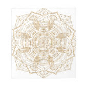 Bloc-note Elégant blanc & or Mandala conception main dessiné (Devant)