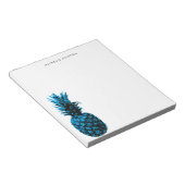 Bloc-note Élégant bleu blanc ananas personnalisé (Incliné)