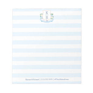 Bloc-note Élégant bleu blanc Mariage de monogramme marine