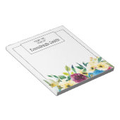 Bloc-note Elégant bleu jaune bordeaux aquarelle Floral (Incliné)