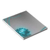 Bloc-note Elégant bleu romantique cristal Rose perles (Incliné)