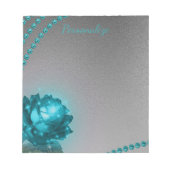 Bloc-note Elégant bleu romantique cristal Rose perles (Devant)
