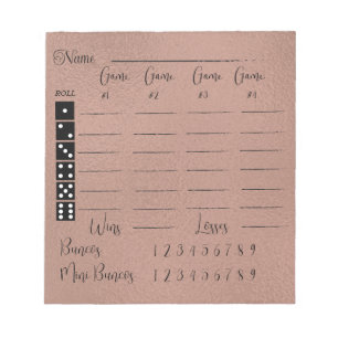 Bloc-note Élégant bloc de score bunco