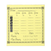 Bloc-note Élégant bloc de score bunco (Devant)