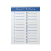 Bloc-note Elegant Blue 8.5x11 Two Column Checklist (Tourné)