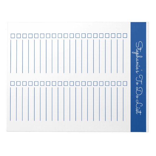 Bloc-note Elegant Blue 8.5x11 Two Column Checklist (Devant)