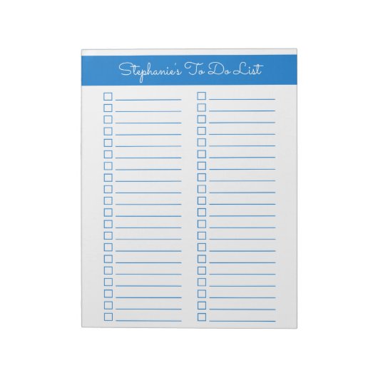 Bloc-note Elegant Blue 8.5x11 Two Column Checklist (Tourné)