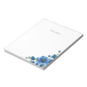 Bloc-note Elegant Blue Floral Personal Stationery Notepad (Tourné)
