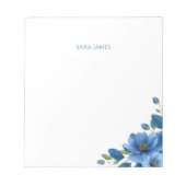 Bloc-note Elegant Blue Floral Personal Stationery Notepad (Devant)