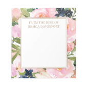 Bloc-note Elegant Blush Pink Navy Blue Floral From Desk (Devant)