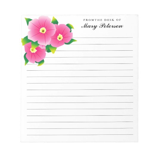 Bloc-note Elegant Blush Watercolor Flowers Personalized (Devant)