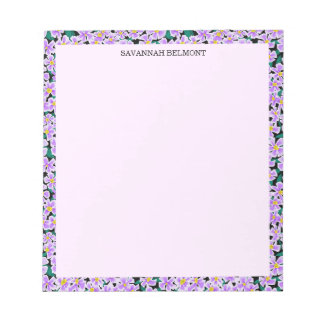 Bloc-note Élégant Bordure Florale Violette Personnalisée