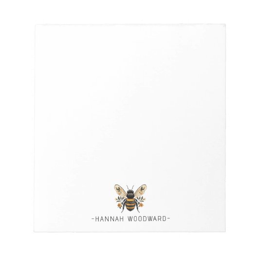 Bloc-note Elegant Botanical Gold Bee Personalized  (Devant)