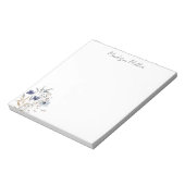Bloc-note Elégant Bouquet Fleur sauvage bleu Nom personnalis (Tourné)