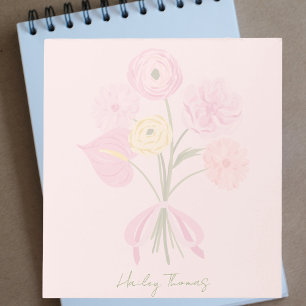 Bloc-note Élégant Bow rose floral