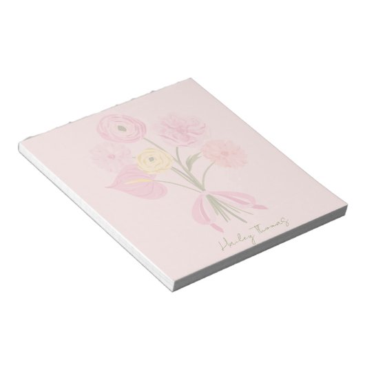 Bloc-note Élégant Bow rose floral (Incliné)