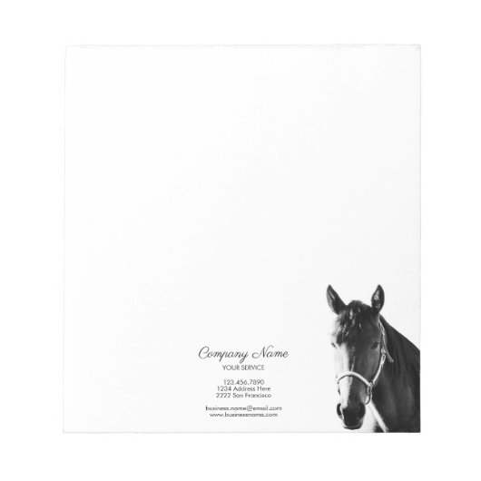 Bloc-note Elégant Cheval Head BW Entreprise personnalisée (Devant)