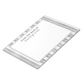 Bloc-note Élégant Chic Argent Blanc Rayé De Bureau de (Incliné)
