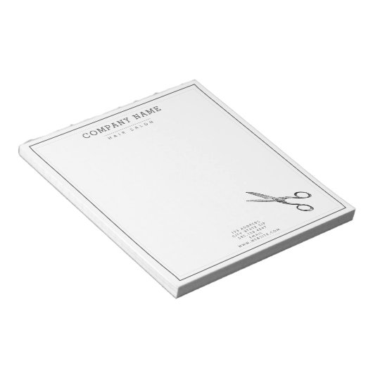 Bloc-note Elégant ciseaux rétro - Salon de coiffure minimal (Incliné)