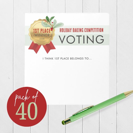 Bloc-note Élégant concours de vacances Voting Notepad Pack d